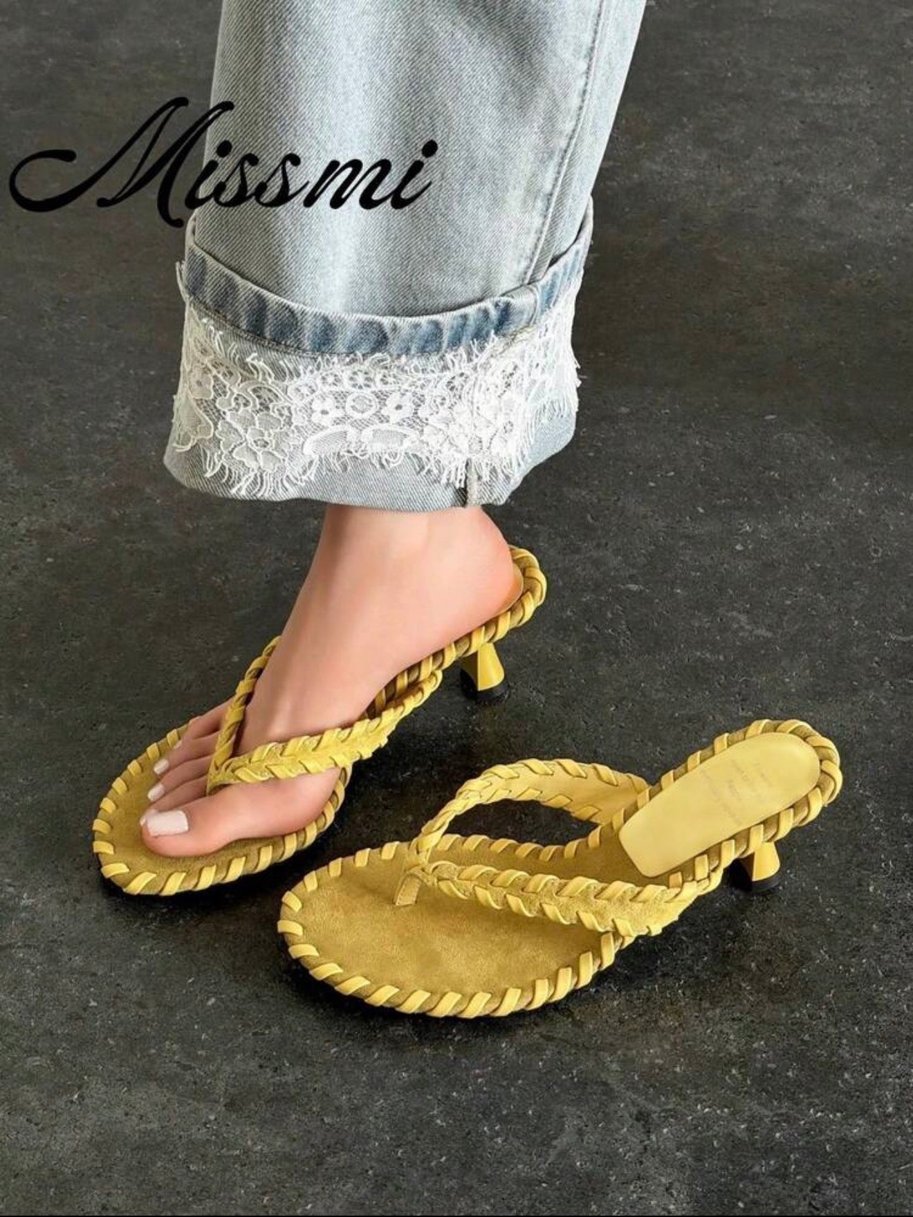 Yellow Thong  Heel