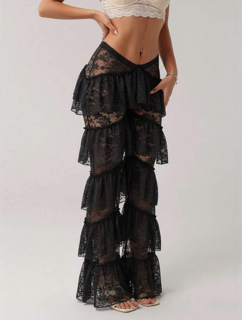 V- Front Ruffle Pants