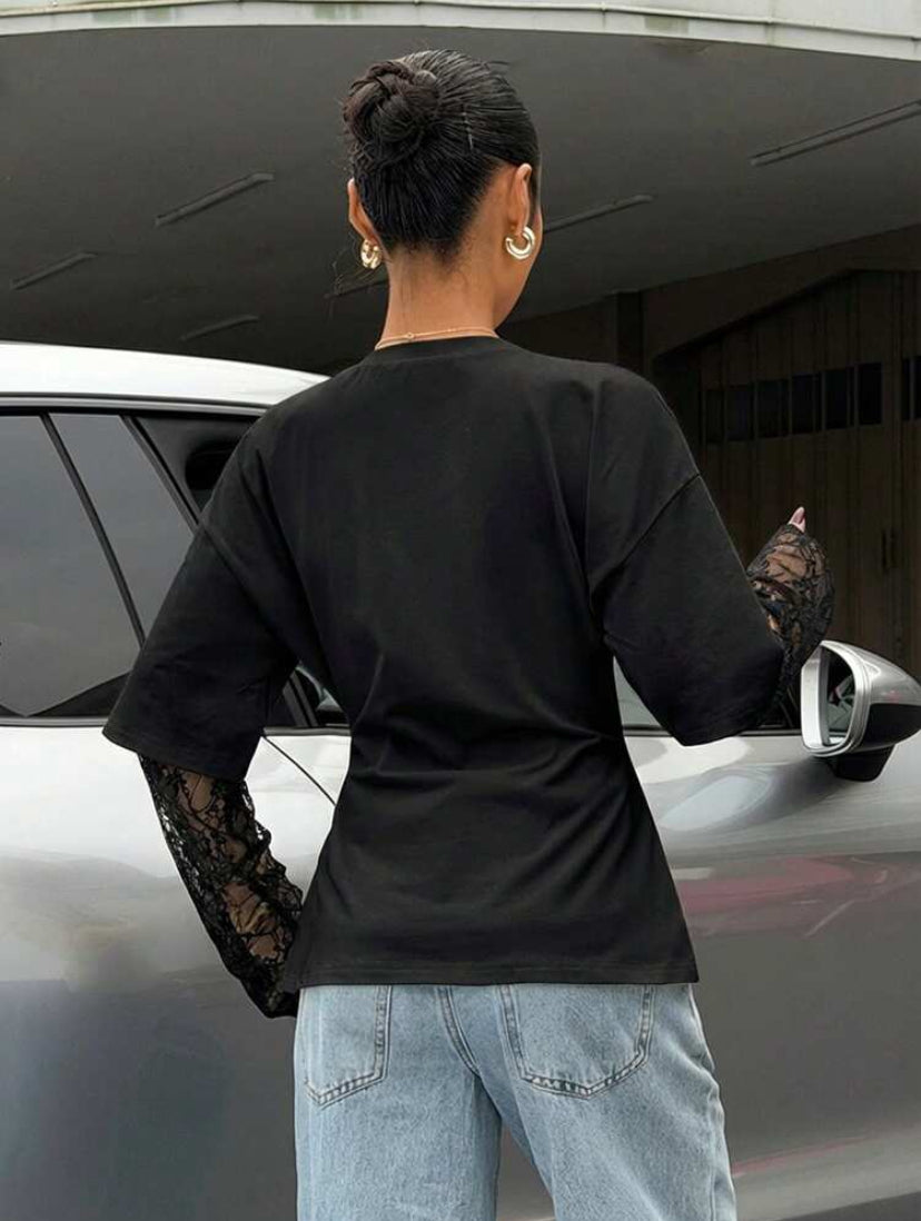 Lace Sleeve T-Shirts
